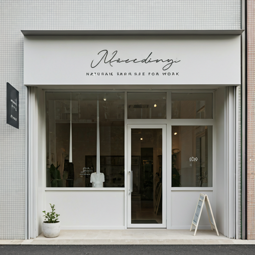 A storefront with a sign